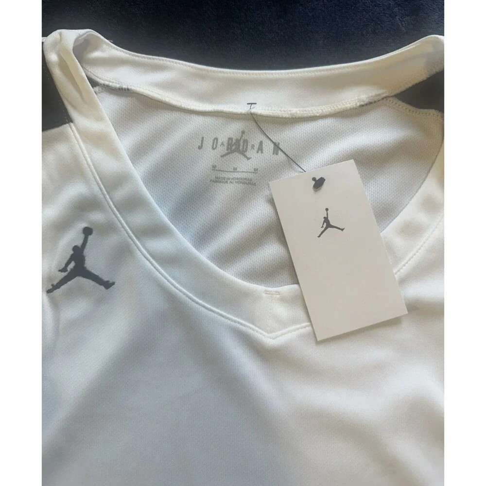 Air Jordan Overtime Basketball Jersey White Black FQ5296-106 Men's Medium NWT